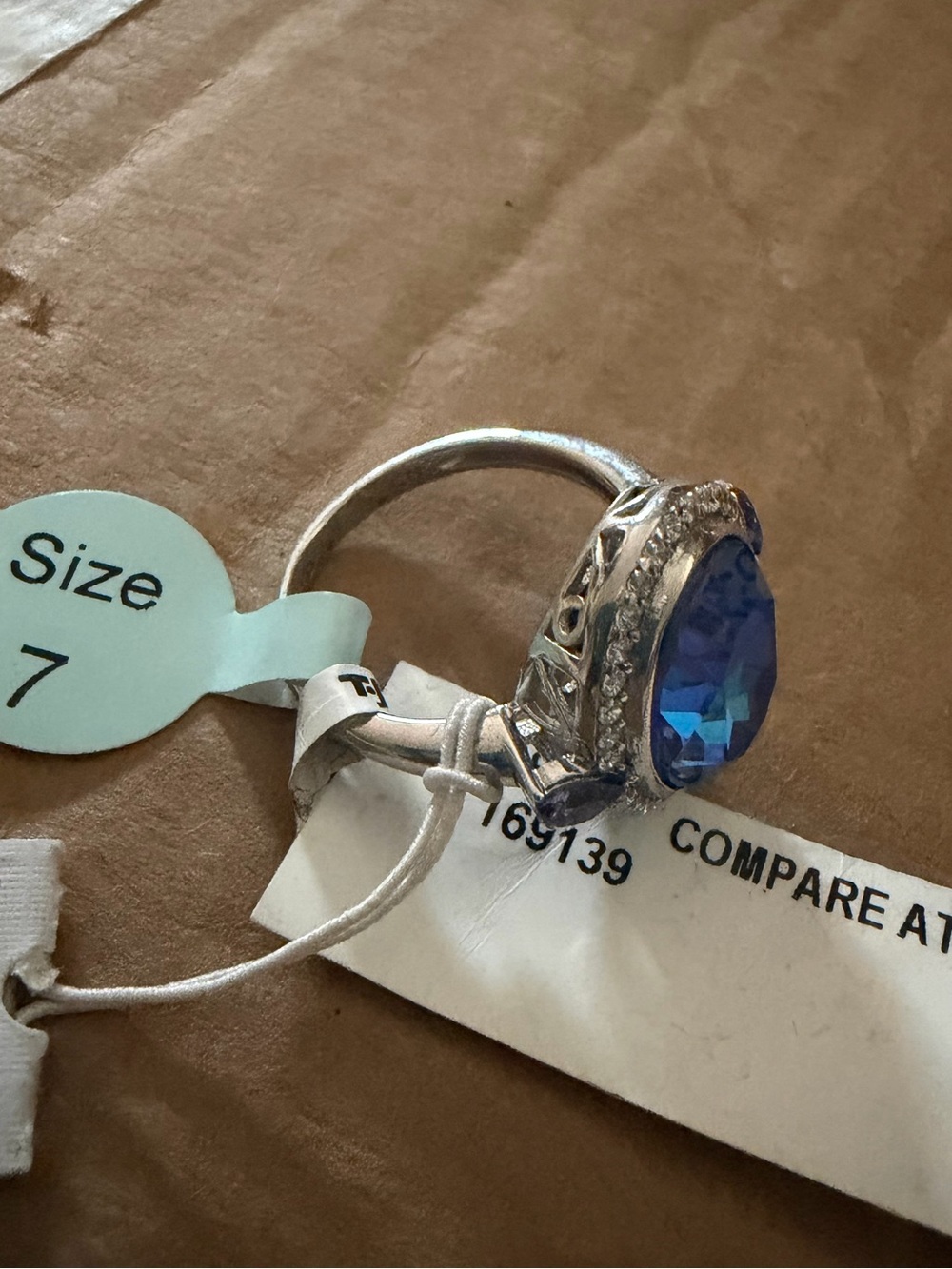 Blue Crystal Halo Ring-Costume Jewelry - Picture 3 of 3